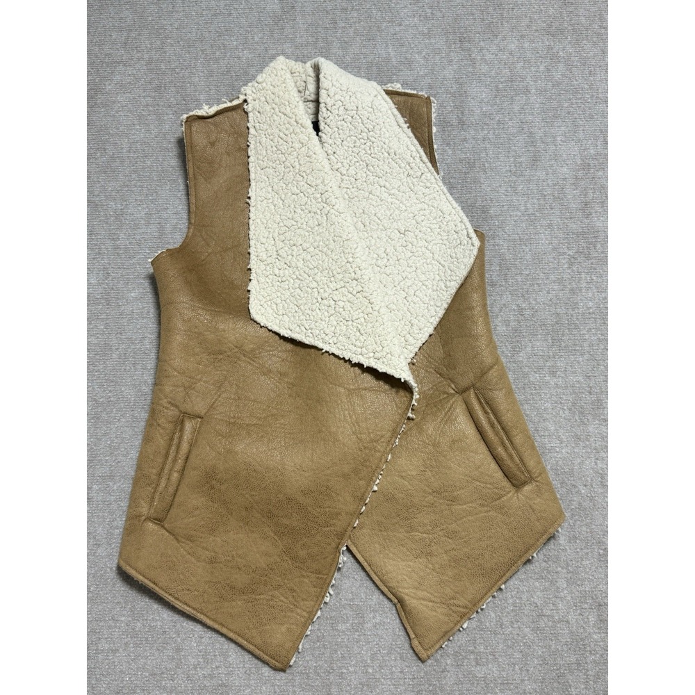 Love Tree Brown Sleeveless Open Style Vest Jacket Casual Sherpa‎ Lined Size S